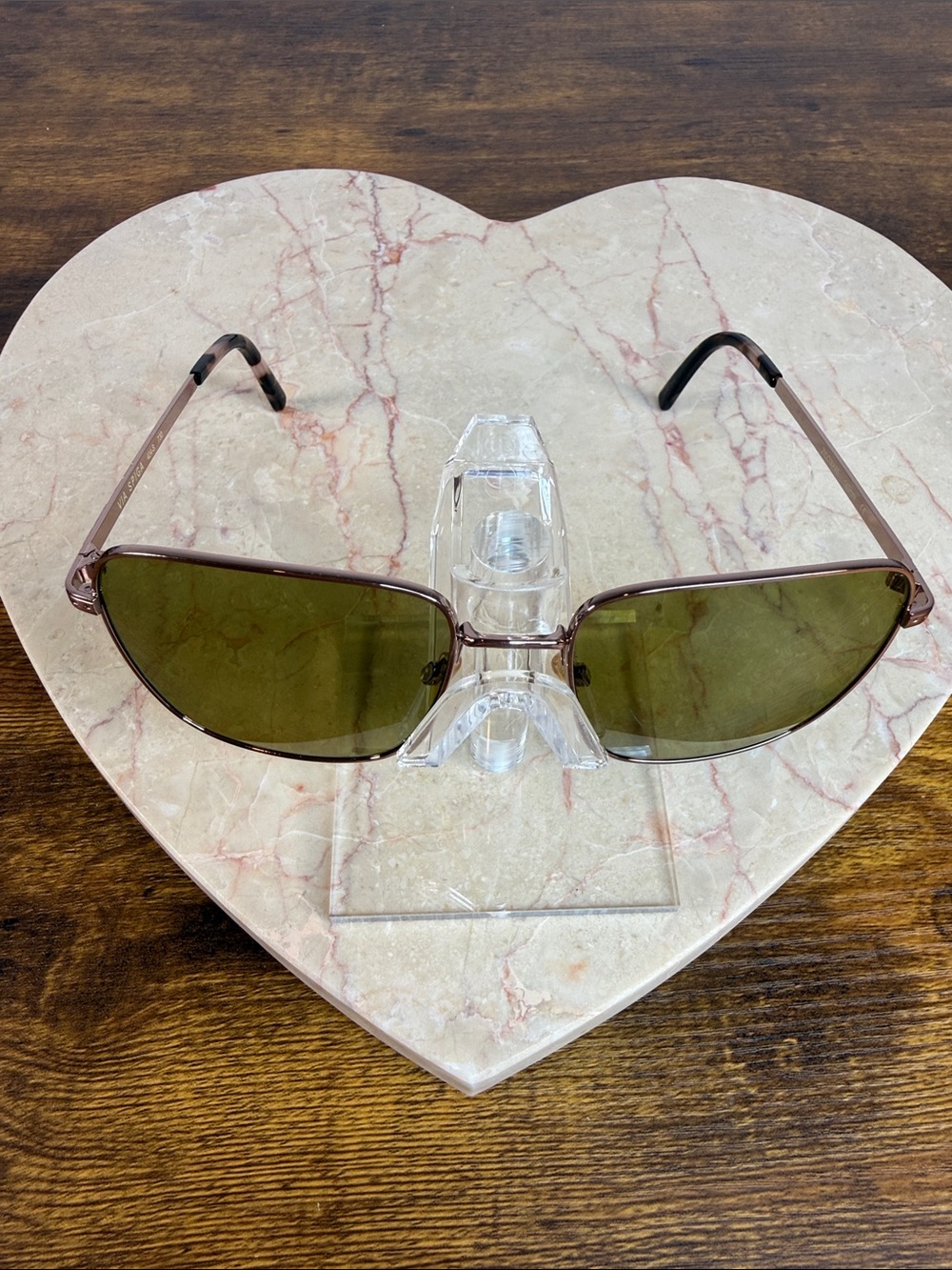 Unisex Slim Frame Sunglasses - Olive Lenses - Minor Scratches